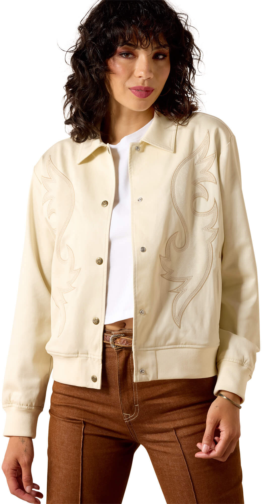 Women's Vaquero Bomber Jacket in Summer Sand, Size: Medium by Ariat