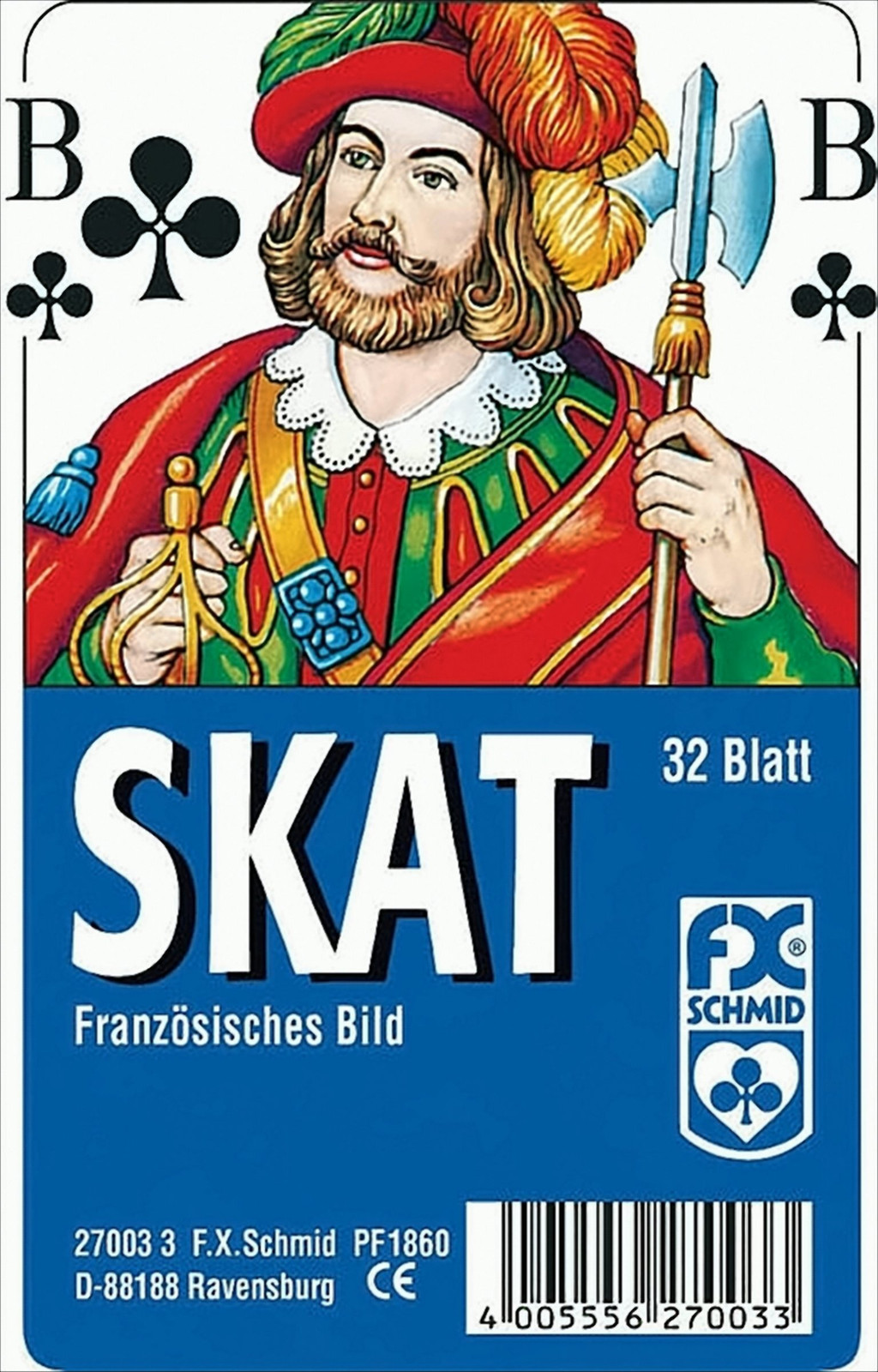 Ravensburger Klassiek Skat-spel, Frans kaartspel met 32 kaarten in doorzichtige verpakking