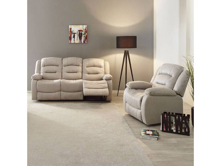 JANS - Canapé Relax Manuel 3 Places + Fauteuil Relax