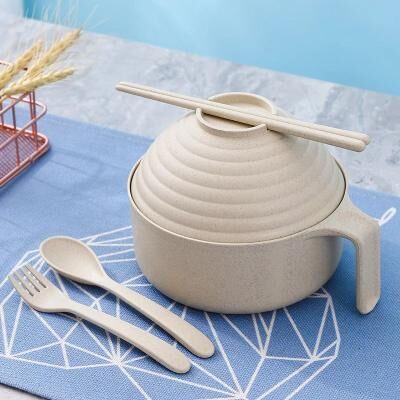 Uplifted Finds Ramen Bowl Set With Lid And Chopsticks dark Khaki