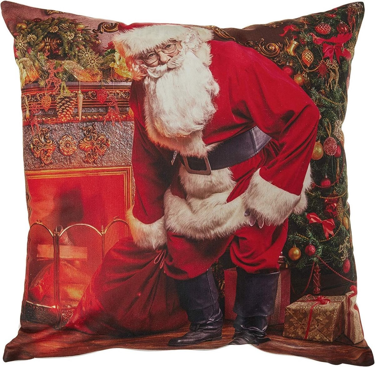 Decoratieve Sierkussenhoes Linnenlook Violet met Feestelijk Kerst Design
