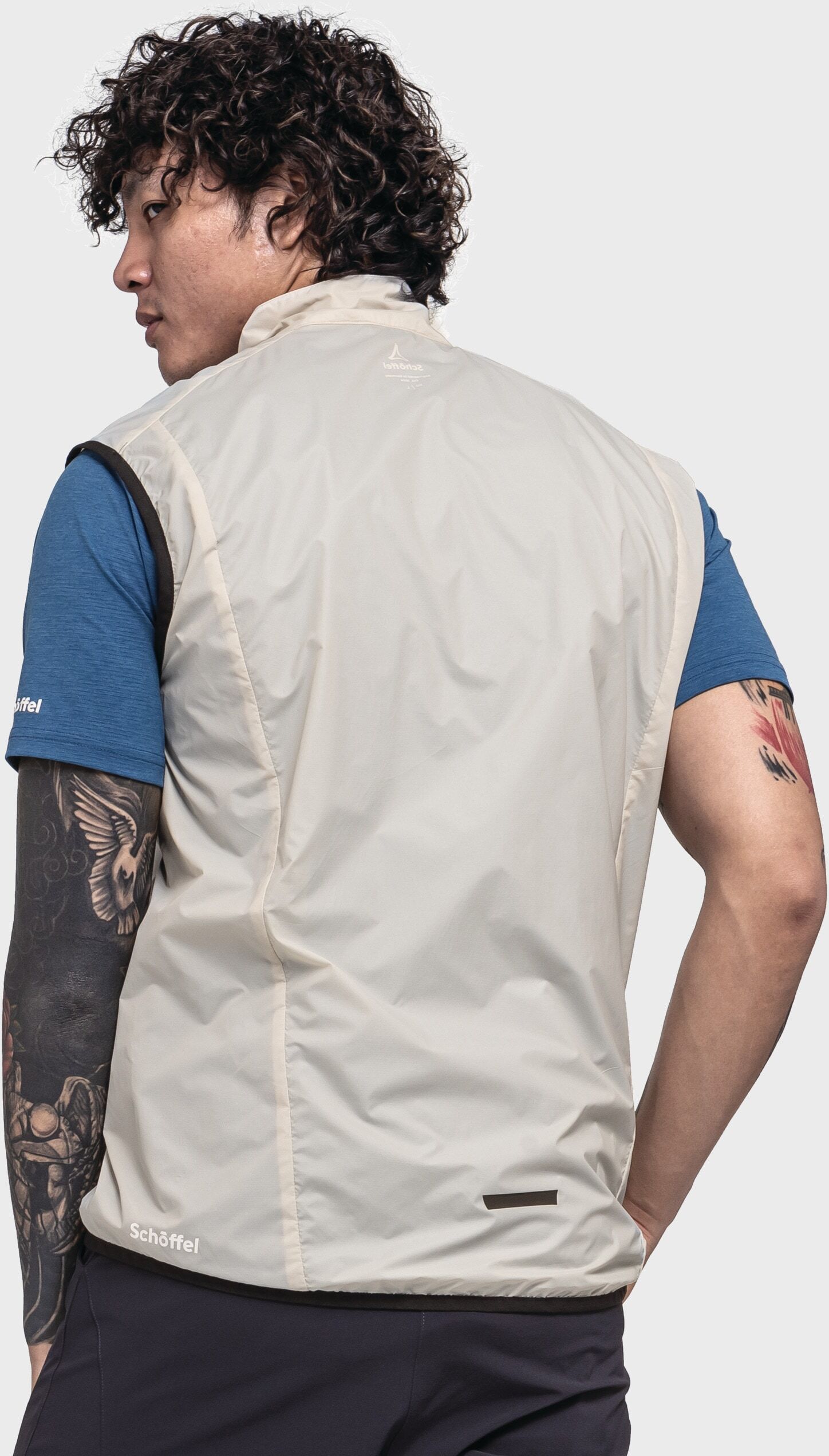 Funktionsweste SCHÖFFEL "Vest Style Cannobio MNS", Herren, Gr. 46, beige (9040, natur), Oberstoff: 100% Nylon. (Coating: Polyurethan), ohne Ausschnitt, Westen Funktionsweste 9040, natur 46