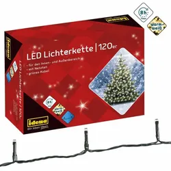 Idena Lichterkette 120 LED warmweiß 20m, 8 Timerfunktion, innen & außen