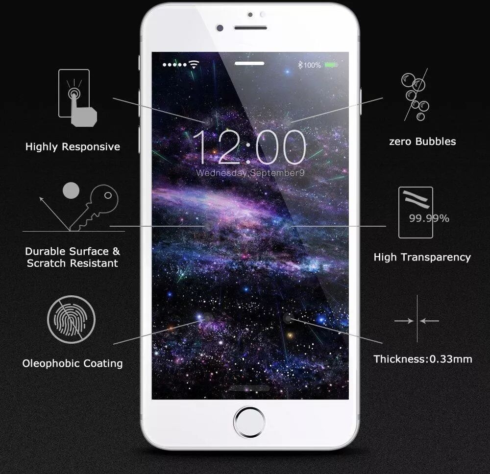 INF Displayschutz iPhone 8 Plus gehärtetes Glas