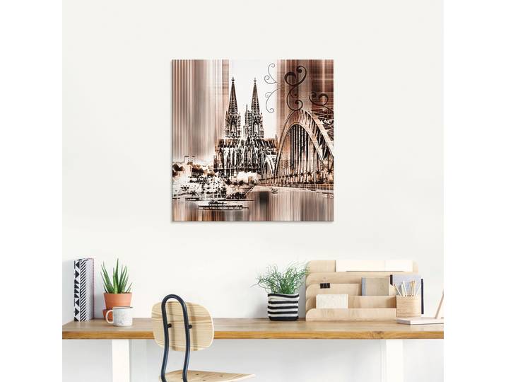 Glasbild ARTLAND Köln Skyline Collage VI , braun (farbe bild(er): braun), B:30cm H:30cm, Bilder, Glasbild, in verschiedenen Grössen