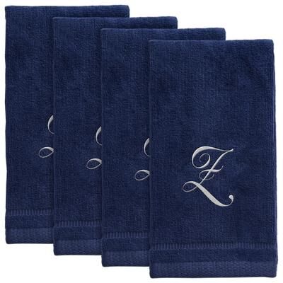 Creative Labs Monogrammed Navy Blue Towels Fingertip Embroidered with Initials
