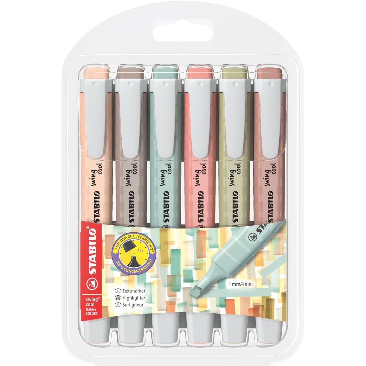 STABILO swing cool NatureCOLORS Textmarker farbsortiert, 6 St.