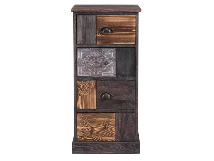 Chiffonnier 4 tiroirs avec gravures ethniques en bois