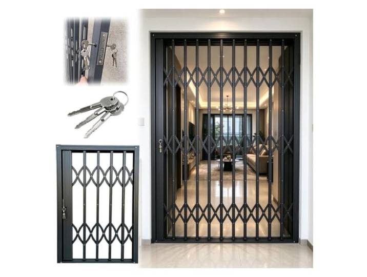 Aluminium Schiebe Sicherheitsgitter Für Hauseingang Raumteiler Flexibel Einziehbar, Aluminiumlegierung, Wohnung, Flur, Wohnzimmer, Haustierbereich, Erdgeschossfenster, Platzsparend