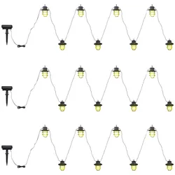 Solar Lichterkette Solarlampe LED Aussen Gartenlampe Flammeneffekt, Akku Erdspieß, schwarz, 24x LED Laterne warmweiß, DxL 8x200 cm
