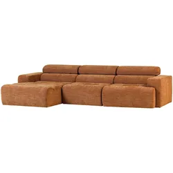 Ecksofa Novi aus hochwertigem Melange-Stoff, modern mit verstellbarer Nackenstütze, Orange, Chaiselongue links