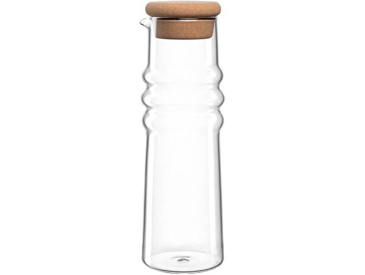 LEONARDO HOME SOLE Karaffe 4 Stück Glaskaraffe mit Korkdeckel stilvoller Wasserkrug haptisches Design mit Ausgießer für Wasser und Saft zeitlose Optik Höhe 26,5 cm klar 057171