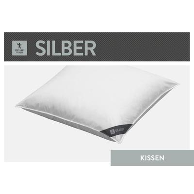 3-Kammer-Kopfkissen SPESSARTTRAUM "Silber", weiß, B:40cm L:80cm, Kopfkissen Bezug: 100% Baumwolle. Füllung Außenkammer: 100% Daunen. Füllung Innenkammer: 100% Federn, Kopfkissen, hergestellt in Deutschland, allergikerfreundlich