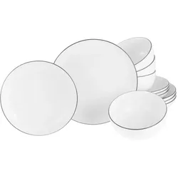 CreaTable AllRound Black Line Tellerset 12-tlg Porzellan