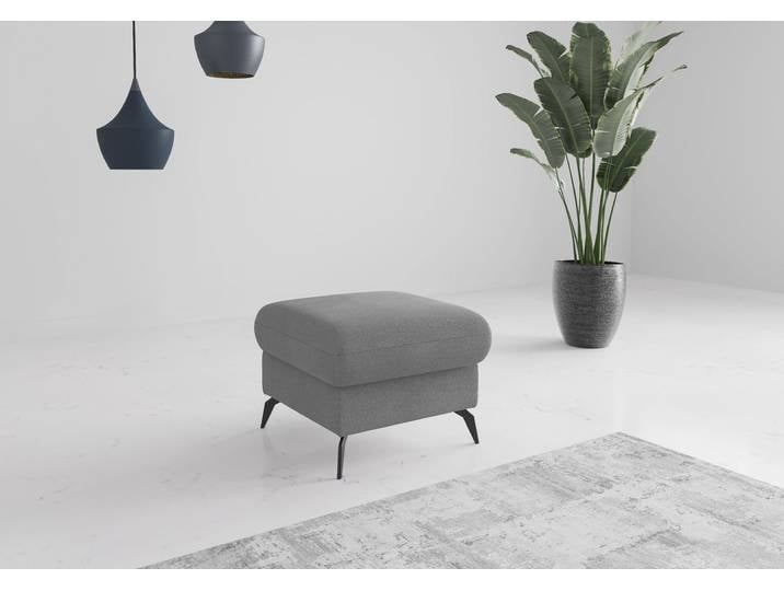 Polsterhocker, Luxus-Microfaser, Grau, 58×50×58 cm, Mit Stauraum, Modern, Home Affaire