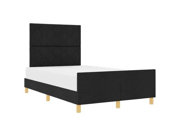 PUGYNBK Bettgestell mit Kopfteil, Schwarz, 120 x 190 cm, Stoff Minimalistisches Design, ohne Boden, Schaumfüllung, Fuß, Reinigung mit feuchtem Tuch