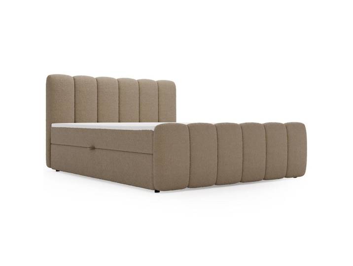 Graingold Boxbett Cloud 140x200 Bouclé-Stoff Braun, 140x200 cm, Schlafzimmer, Betten, Boxspringbetten