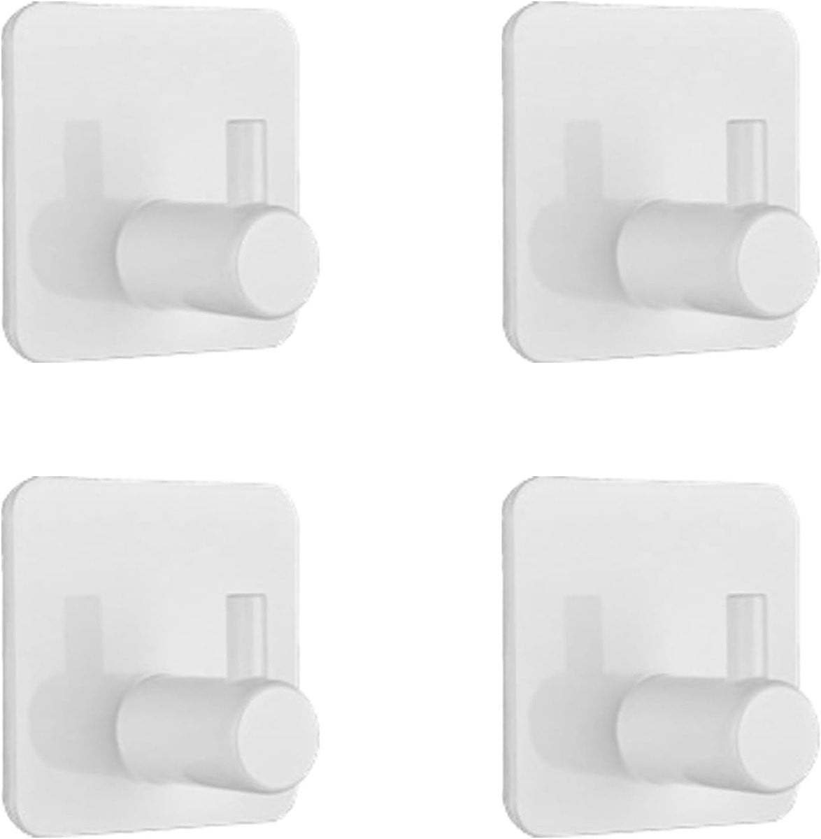 Set van 4 sterke klevende wandhaken voor badkamer en keuken - Wit