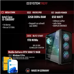 Systemtreff Gaming PC G255069 (1000 GB, 32 GB, Intel Core i5-13600KF), PC, Schwarz