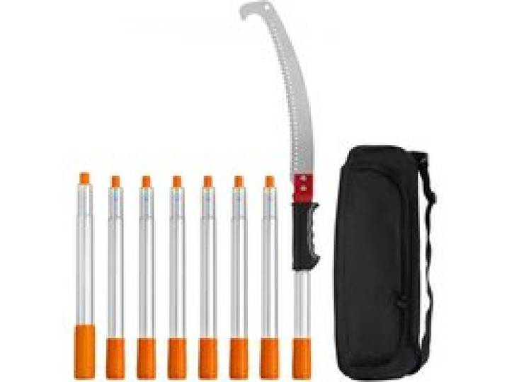 VEVOR Scie à Élaguer Télescopique 1,4-3 m Scie à Perche Extensible Manuelle Lame en Acier Tranchant Scie d'Élagage avec 8 Poteaux Alliage Aluminium pour Élagage Coupe Branches Hautes Palmiers Arbustes