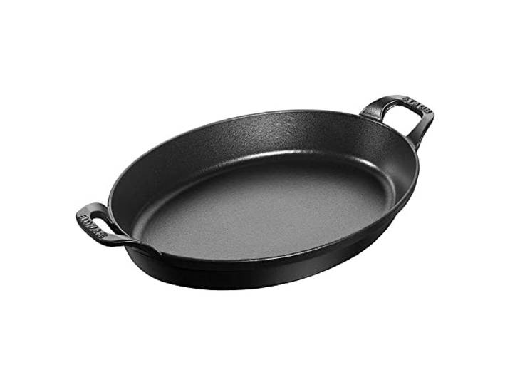 STAUB Plat Empilable en Fonte\, Ovale\, Ø 32 cm\, 2\,20 L\, Noir Mat