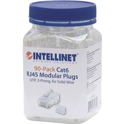 Intellinet Kabel Intellinet 90er-Pack Cat6 RJ45-Modularstecker UTP 3-Punkt-Aderkontaktierung für Massivdraht 90 Stecker im Becher 790604 Crimpkontakt Polzahl