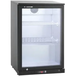 GastroHero Barkühlschrank ECO 130 schwarz 138 Liter Getränkekühlschrank unterbaufähig LED Umluftkühlung Glastür