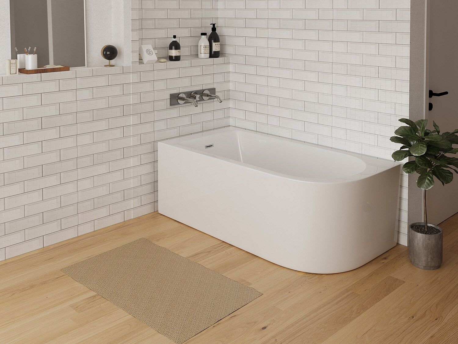 Unique Bañera de esquina - 170 x 75 x 58 cm - Blanca - Esquina izquierda - 240 L - ANIKA