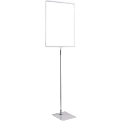 Plakatrahmen mit Standfuß und Halterung (Set) A3 Aluminiumstange verstellbar von 600 - 900 mm | transparent | Standfläche: grau, Kunststoff