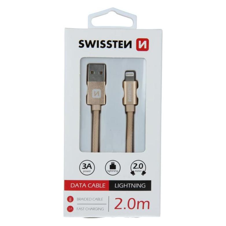 Swissten Datenkabel Textil USB / Lightning 2.0 M (2 m, USB 2.0) (71523304)