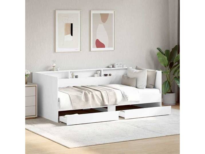 Moderne Lit de jour - avec tiroirs - sans matelas - blanc - 75x190 cm - Lit couchage @FR 5447