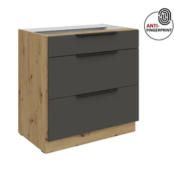 Küchen Unterschrank 80 Küche ARIA Graphite matt Anti Fingerprint Küchenzeile