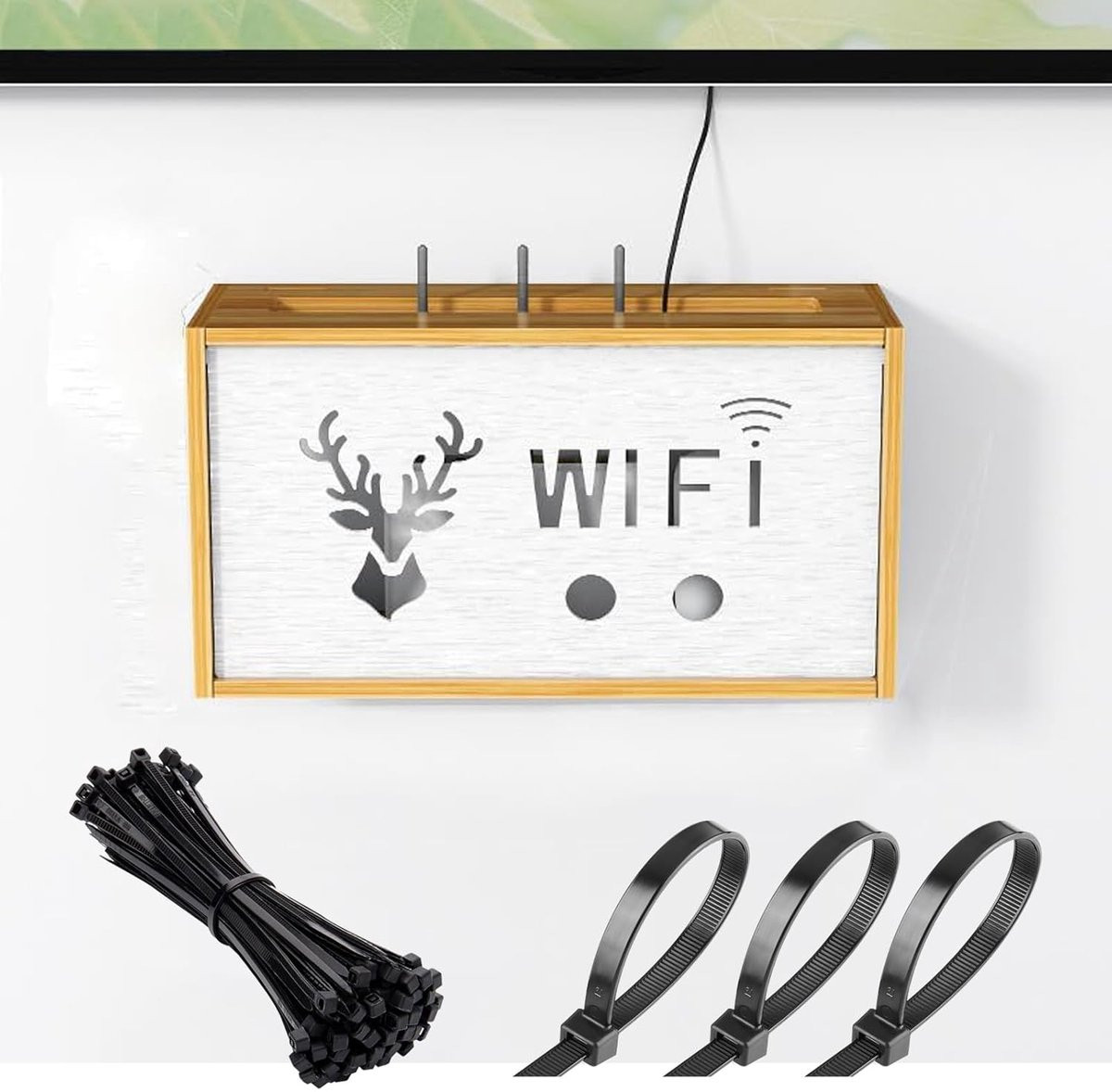 WiFi Router Storage Box voor organisatie en ruimtebesparing in het wit of bruin