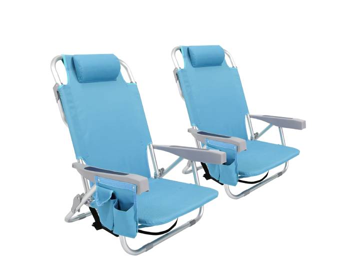 Strandstuhl klappbar 2er Set hellblau