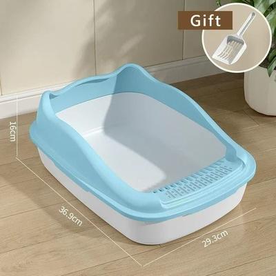 Uplift Essentials Semi Enclosed Anti Splash Cat Litter Box With High Shield Walls blue