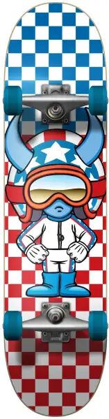 Complete Skateboard Speed Demons Stars Checkers (8" - Blue)  - Blue;Red;White - Size: 8"