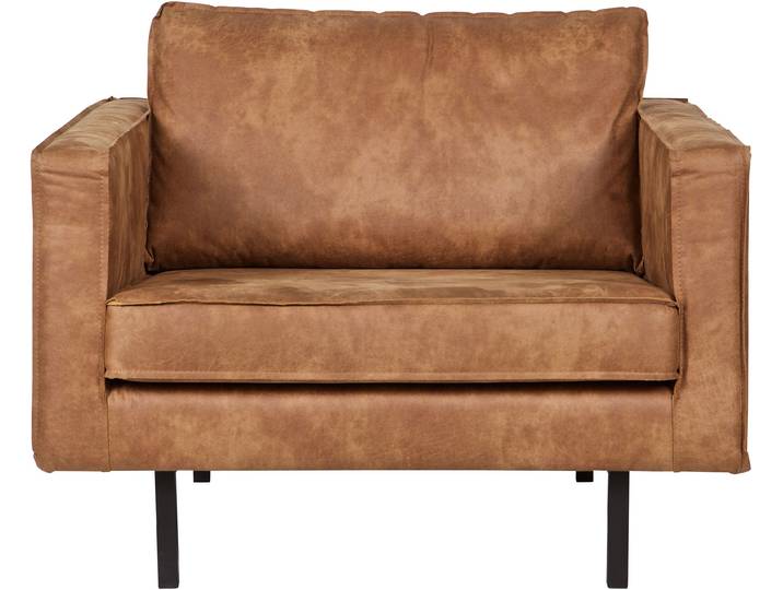 Loungesessel WOOOD Rodeo Recycling-Lederfaser-Verbundstoff, H 85 x B 105 x T 86 cm , braun (cognac), B:105cm H:85cm T:86cm, Sessel, Loungesessel, Tragkraft 120 kg, Gute Verschleißfestigkeit, Zickzack-Federung