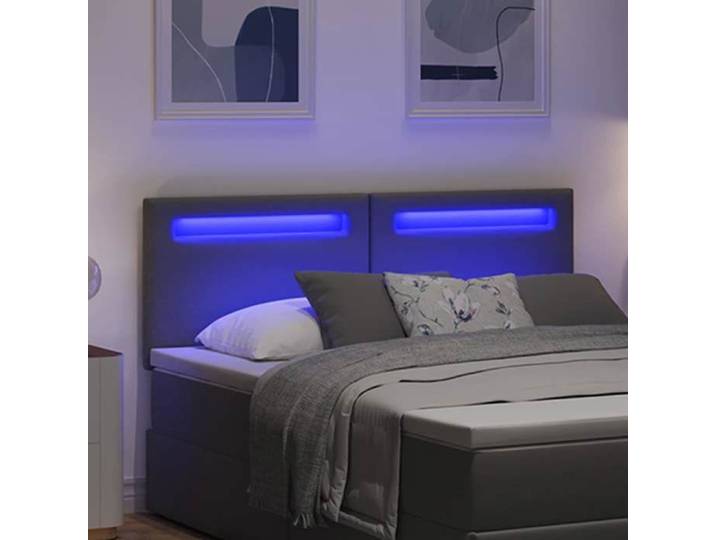 Soldes d'automne Accessoire lit avec rangement Gris - Tête de lit LED Gris 160cm Cuir synthétique 383 460031619077