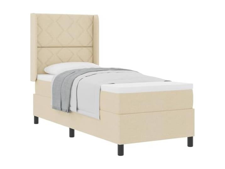 vidaXL Boxspringbett mit Kissen mit Kopfteil Creme 190 x 90 cm Stoff Der Bezug der Matratze ist strapazierfähig und atmungsaktiv, sodass dein Schlafplatz angenehm bleibt, Jede Feder arbeitet