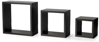 Melannco Set of 3 Wood Square Shelves, Espresso