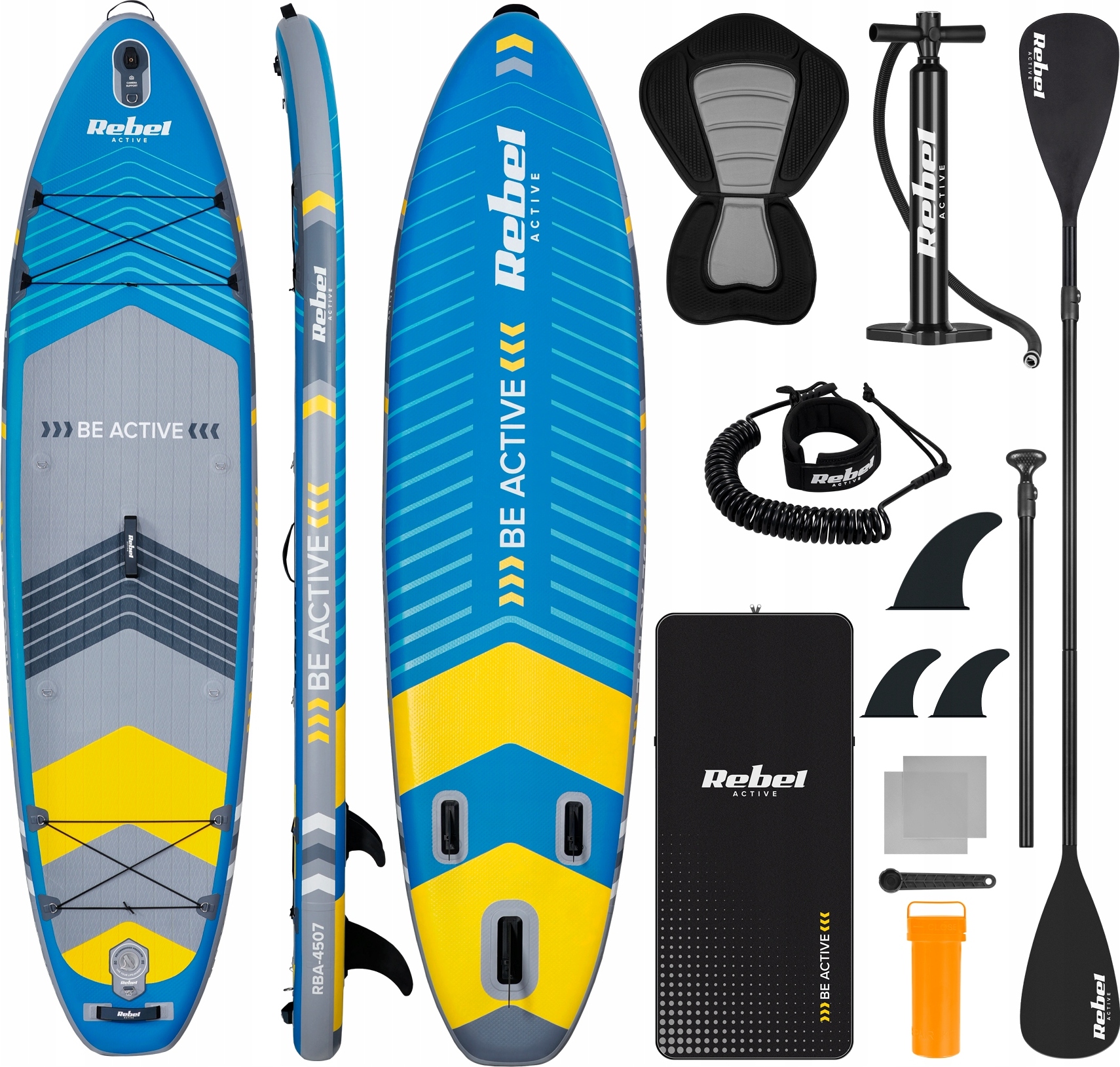 Rebel Active SUP-Board 335 cm mit Sitz, 3 Finnen, Kamerahalter RBA-4507