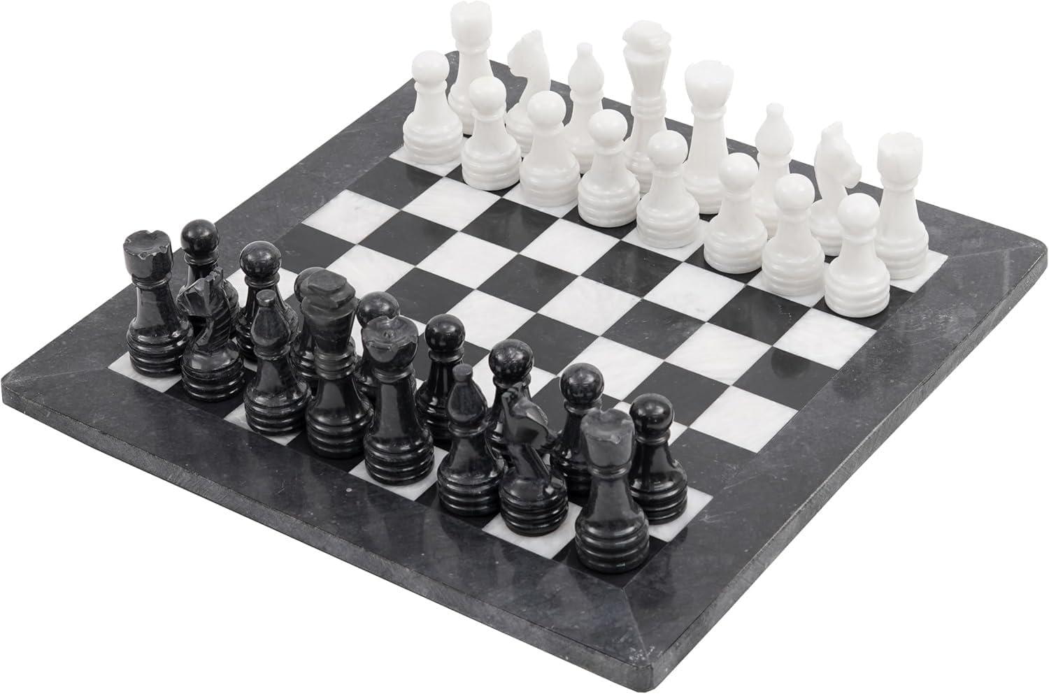 Marmor-Schachspiel 38 cm, handgefertigt, 32 Figuren, für Erwachsene