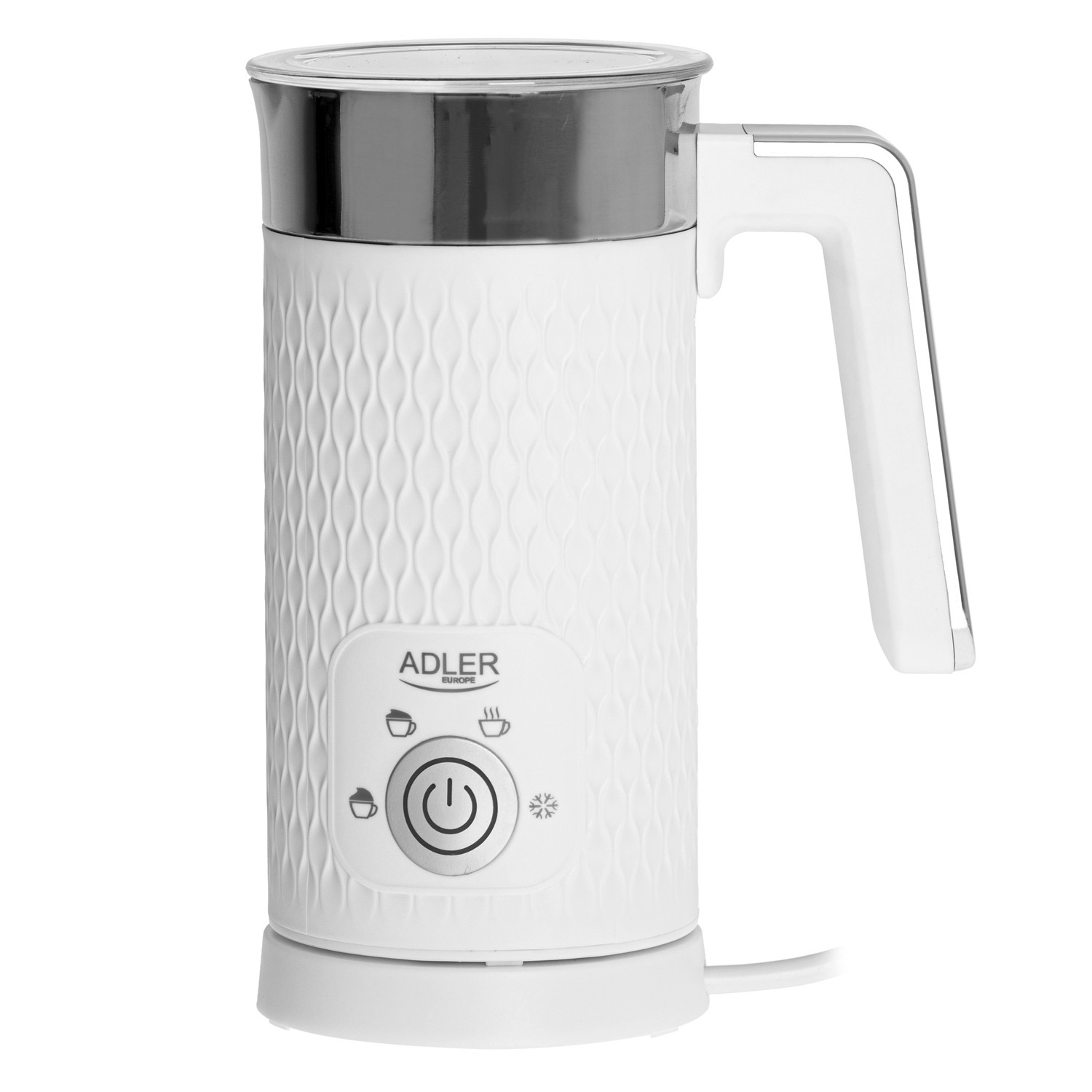 Adler AD 4494 Melkschuimer en verwarmer, wit met metalen behuizing
