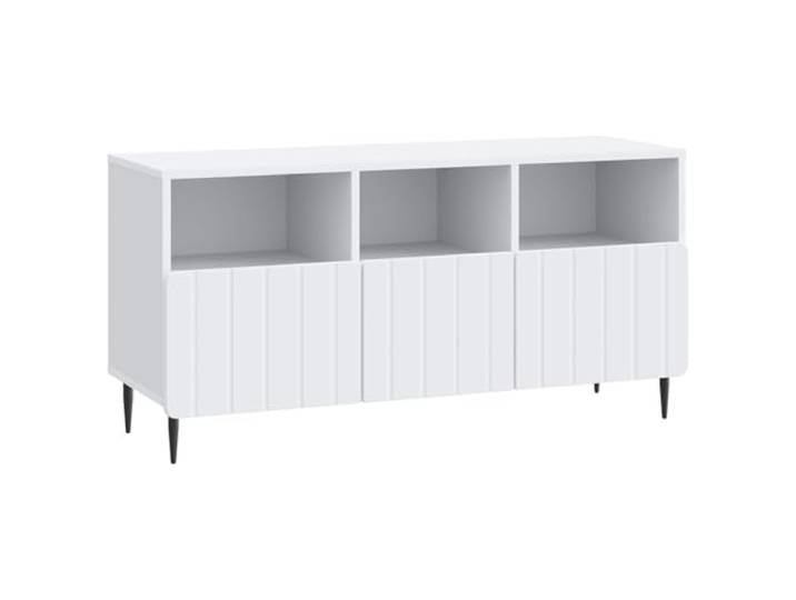 KTHLBRH TV-Schrank weiß 102 x 34,5 x 50 cm aus technischem Holz 3 ausziehbare Schubladen, Rollenführungen, Stahllegierungen, Beine 10 cm, max. Gewicht 60 kg, Montage erforderlich