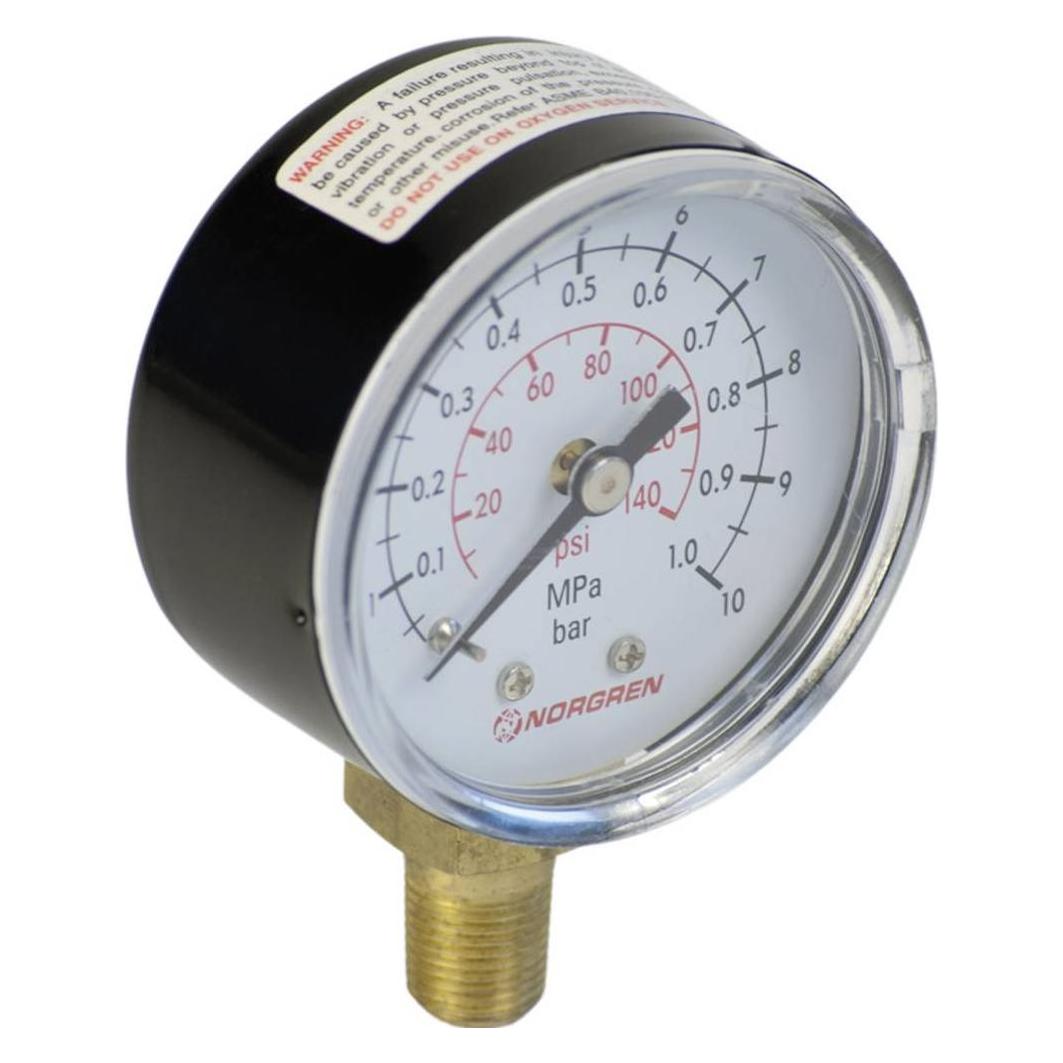 Norgren 0 to 6 BAR Gauge, 50mm DIA, 1/8" BSPT (18-013-012)