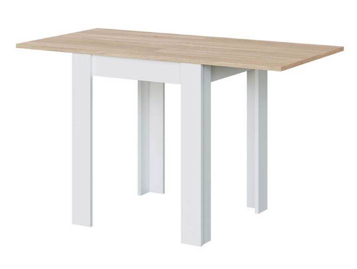 Table de cuisine extensible coloris chêne canadien - blanc artic - Hauteur 79 x longueur 67-134cm x profondeur 67 cm