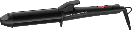 Rizador - Rowenta x Karl Lagerfeld CF322L, Cabezal 38 mm, Recubrimiento keratin & glow, 200 Cº, Calentamiento rápido, Punta fría, Cable 360º, Negro