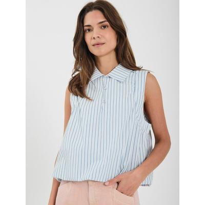 Funktionstop NORR "NORR Top Alva", Damen, Gr. 36, blau (light blau stripe), Obermaterial: 100% Baumwolle, Tops