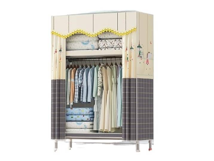 CVdrtyED Kleiderschrank Stahlrohr-Kombinationsschrank, Schlafzimmermöbel-Aufbewahrungsschrank Aus Vliesstoff Schlafzimmer Organizer(B)