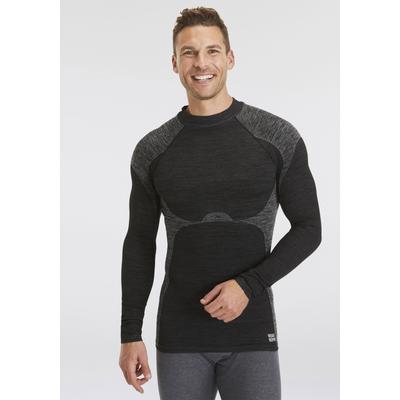 Thermounterhemd HEATKEEPER, Herren, Gr. XL, N-Gr, schwarz (schwarz, meliert), Obermaterial: 60% Polyester, 35% Polyamid, 5% Elasthan, meliert, Rundhals, Unterhemden Thermounterhemd, Thermo Langarmshirt
